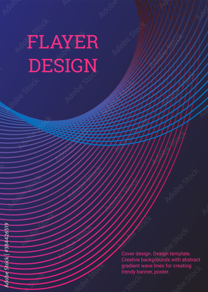 Fototapete Cover design. Design template. Creative backgrounds with abstract gradient wave lines for creating trendy banner, poster