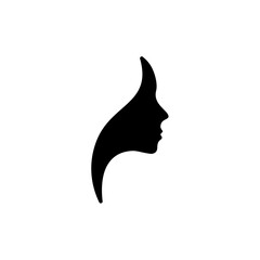 Silhouette of young women icon in black. Vector on isolated white background. EPS 10