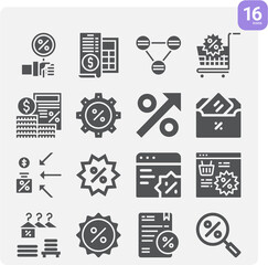 Simple set of unemployment rate related filled icons.