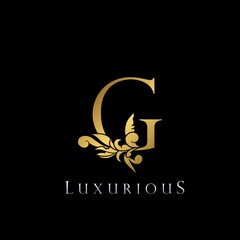 Golden Letter G Luxury Logo Icon, Vintage Deco G Letter Logo Design Template
