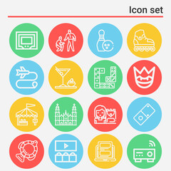 16 pack of hospitality  lineal web icons set