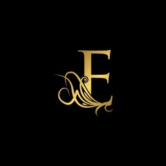 Gold luxury Initial E letter logo icon concept monogram nature ornate vector design