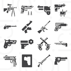 16 pack of weapon vector  filled web icons set