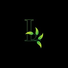 Green Nature Leaf Letter L Initial Logo Icon Concept Monogram Leaves with Letter Template