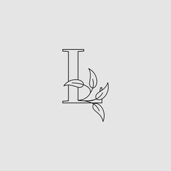 Outline Letter L Initial Logo Icon Monogram Nature Leaves Design