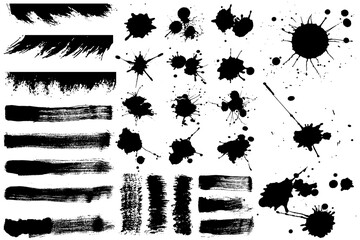 Brushes strokes vector. Grunge design elements.