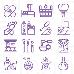 16 pack of therapies  lineal web icons set