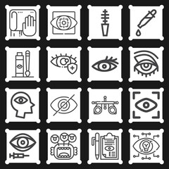 16 pack of forehead  lineal web icons set