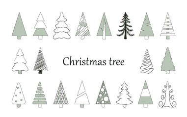 Obraz premium Set of Christmas trees. Vector elements of pine tree isolated on a white background.