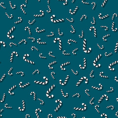 Pattern of dark Christmas lollipop on a dark background. new year and christmas illustration. The template is suitable for posters, cards, fabrics or wrapping paper