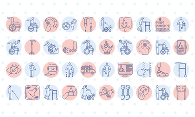 bundle of disabilities set icons