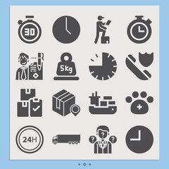 Simple set of 60 minutes related filled icons.