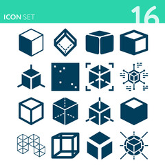 Fototapeta na wymiar Simple set of 16 icons related to square block