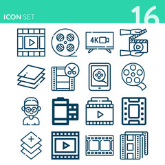 Simple set of 16 icons related to flat solid