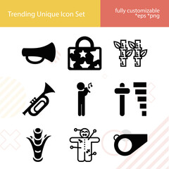 Simple set of flute related filled icons.