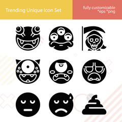 Simple set of worried related filled icons.