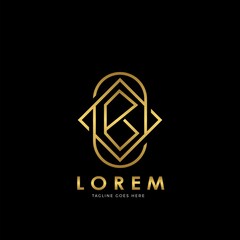 Golden B Initial letter Logo Vector Design Concept Geometrical Line