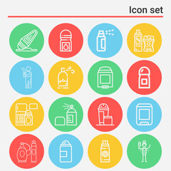 16 pack of deodorant  lineal web icons set