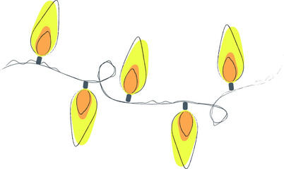 Vector simple illustration. Garland of light bulbs. Christmas illustration