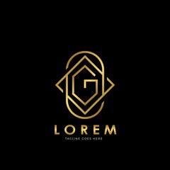 Golden G Initial letter Logo Vector Design Concept Geometrical Line