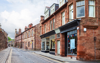 Street with old typical  houses,  Melrose, Scottish Borders,Scotland, United Kingdom.