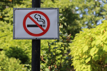 Sign in a public place informing that smoking is prohibited.