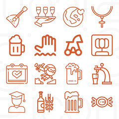 16 pack of friendship  lineal web icons set