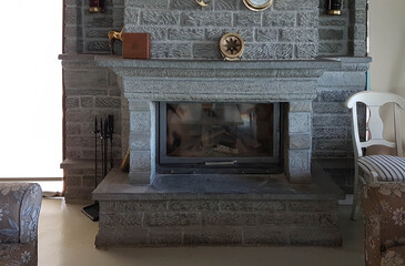 fireplace made from stone traditional style