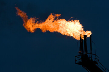 Natural Gas Flare from Offshore Oil Rig, Cook Inlet, Alaska