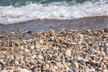 On a pebble beach