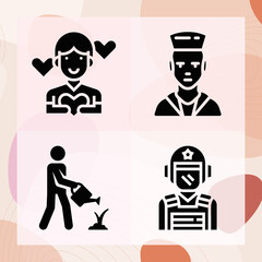 Simple set of military man related filled icons