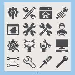 Simple set of located related filled icons.