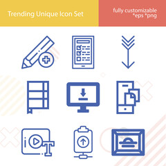 Simple set of functionality related lineal icons.