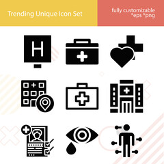 Simple set of well being related filled icons.