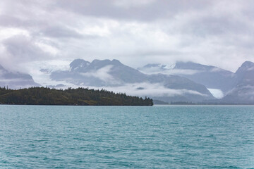 Scenic views of Gulf of Alaska coastline in fall from Whittier