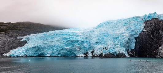 Alaska glaciers scenic view from Prince Willialiam Sound bay