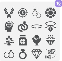 Simple set of purpose related filled icons.