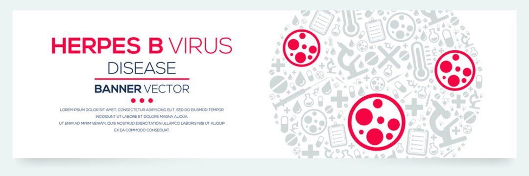 Creative (Herpes B virus) disease Banner Word with Icons ,Vector illustration.	