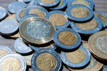 pile of mexican peso coins