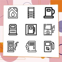 Simple set of 9 icons related to hose