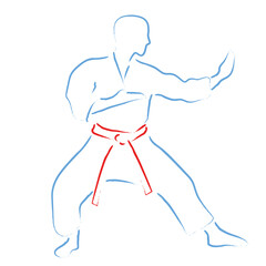 karate moves, stylized karateka vector illustration