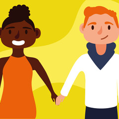 young interracial couple lovers diversity characters