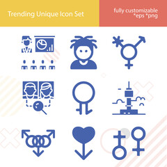 Simple set of physiological property related filled icons.