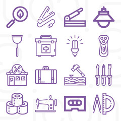 16 pack of homework  lineal web icons set