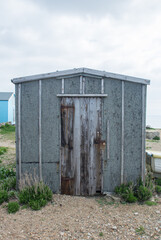 Fototapeta premium Old huts on Portland bill dorset england uk 