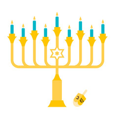 Happy Hanukkah. The Jewish Festival of Lights. Festive menorah and golden lights.