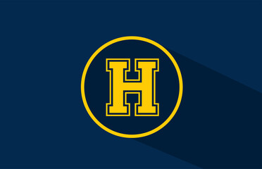 Obraz premium yellow blue H alphabet letter logo icon with circle. Simple and creative design for business and company