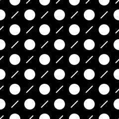 Circles, diagonal strokes seamless pattern. Dots, dashes print. Dot shapes, lines ornament. Circular, linear figures wallpaper. Rounds, stripes background. Dotted, dashed backdrop. Abstract vector