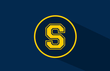 yellow blue S alphabet letter logo icon with circle. Simple and creative design for business and company