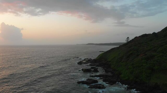 Coastline of Arabian Sea during Sunset from India State of Goa